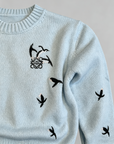 Loewe-Inspired W Embroidered Cropped Knit Sweater