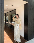 Summer Ink Print Wide-Leg Pants