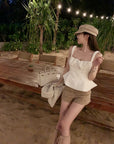 Pu Leather Textured Halter Top