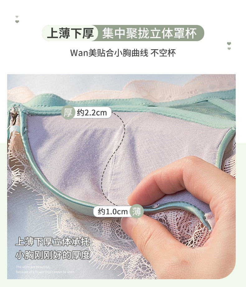 Luxurious Eyelash Lace, Wire-Free Push-Up Bra SET