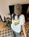 Vintage gold-foil heart bamboo-slub tee