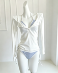 Striped Bikini & Cover-Up 4-Piece Set
