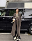 Mink Fleece Straight Slacks With a Slit