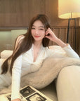 V-Neck Lace Spliced Pure Desire Knit Top