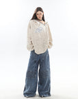 Spring/Summer New Arrival Unique Asymmetric Zipper Off-Shoulder Sweatshirt