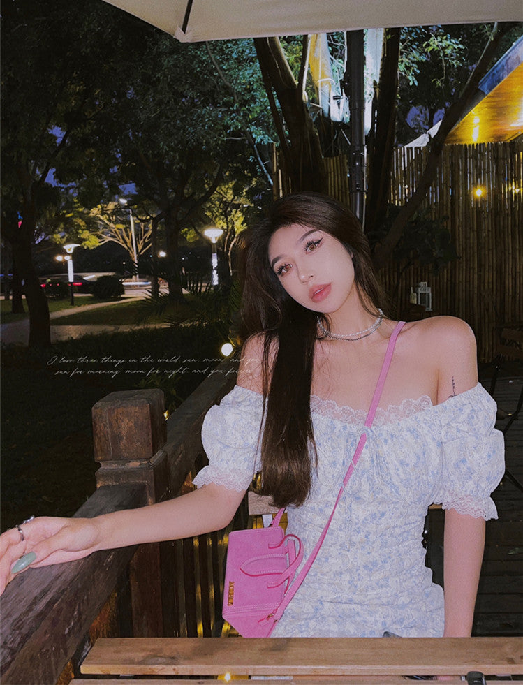 Off Shoulder Drawstring Temperament Short Skirt