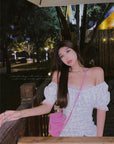Off Shoulder Drawstring Temperament Short Skirt