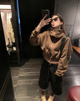 Molasses-Toned Hooded Zip-Up Sweatshirt