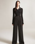 Chinese Style Fringe Straight Leg Not Wide Leg Pants