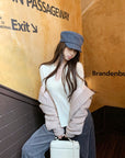 Solid Color Slim Fit V-Neck Knit Top