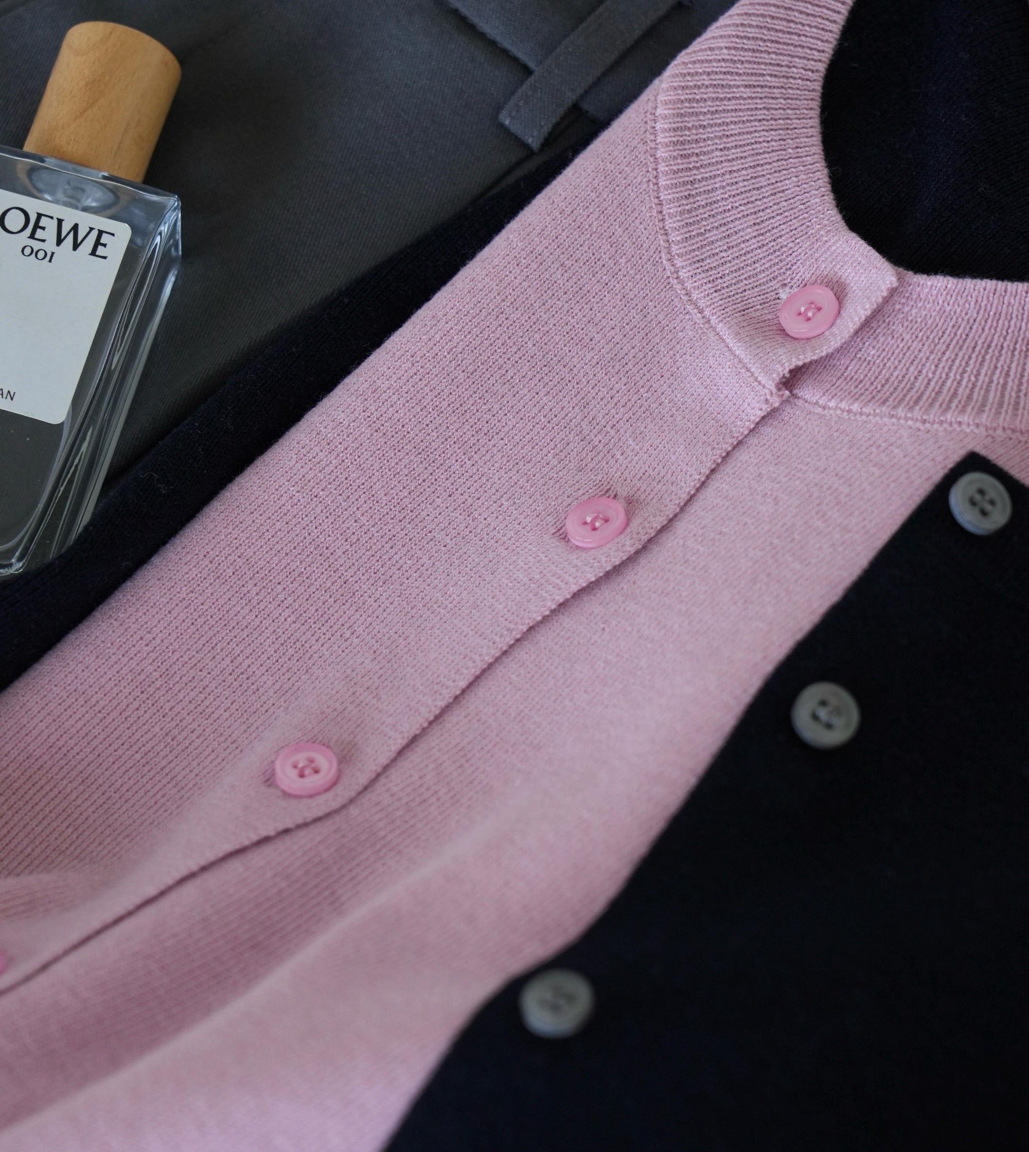 MIU-Style Wool-Blend Layered Knit Cardigan
