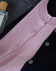 MIU-Style Wool-Blend Layered Knit Cardigan
