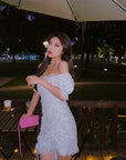 Off Shoulder Drawstring Temperament Short Skirt
