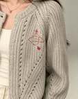 Orb Embroidered Heavy Knit Cardigan