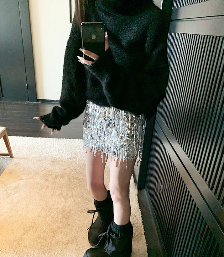 Deluxe Sequin Fringe Skirt