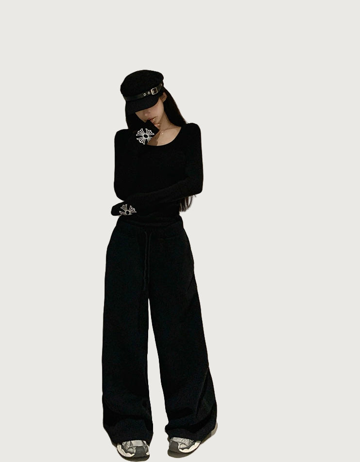 Dark Aesthetic Fleece-Lined Chrome Hearts-Inspired Set