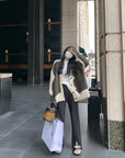 Mink Fleece Straight Slacks With a Slit
