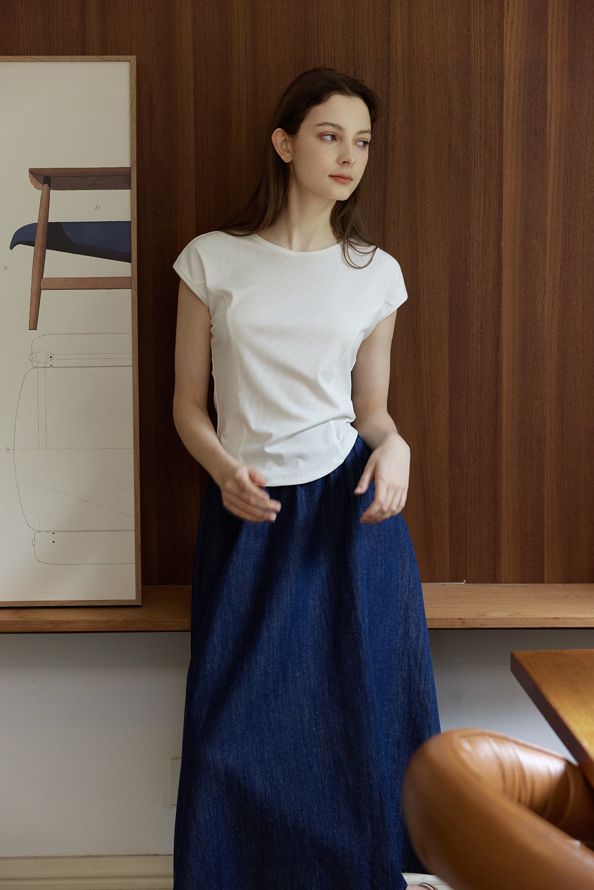Bone-Line Slim Fit Round Neck Basic Short Sleeve Tee
