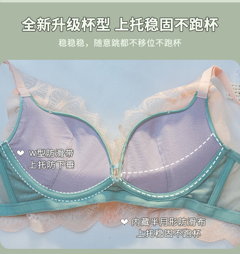 Luxurious Eyelash Lace, Wire-Free Push-Up Bra SET