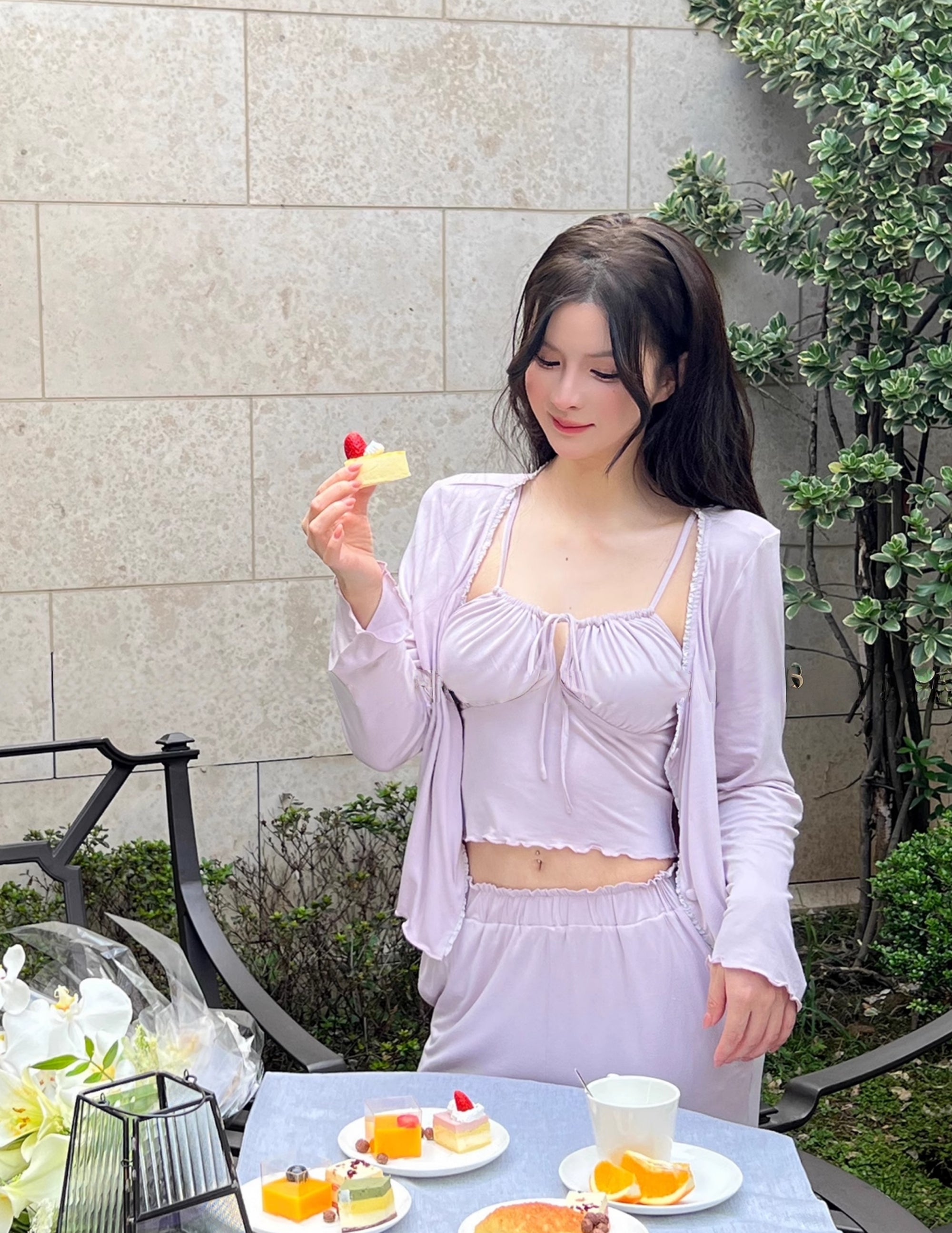 Taro Halter Cardigan Three-Piece Set