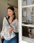 White Open Knit Smock Sun Protection Top
