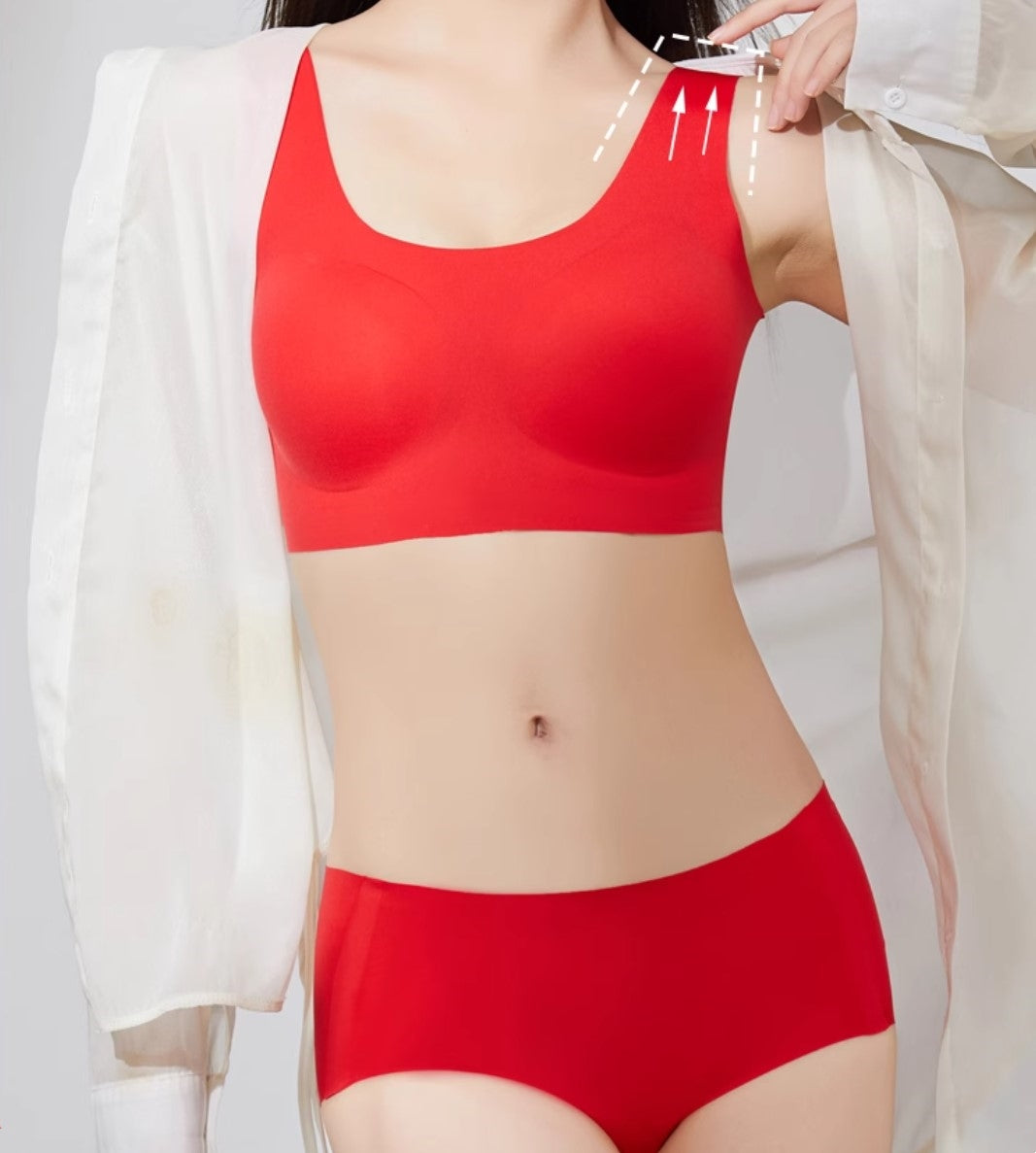 One-Piece Size-Free Red Lingerie
