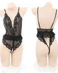 Deep V Lace Split Sexy Onesie