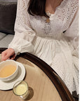 Hollow V-Neck Court Dress