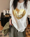 Vintage gold-foil heart bamboo-slub tee