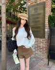 Stylish Asymmetrical Shoulder Knit Long-Sleeve Top