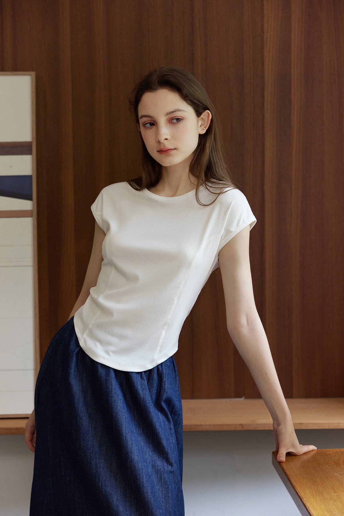Bone-Line Slim Fit Round Neck Basic Short Sleeve Tee