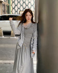Relaxed Sequin Knit Cardigan with Sheer Details
