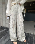 Summer Ink Print Wide-Leg Pants