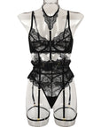 French Court-Inspired Waist-Cinching Fishbone Underwired Three-Piece Set  