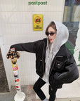 Ruffled Trim Hooded Zip-Up Sweatshirt