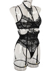 French Court-Inspired Waist-Cinching Fishbone Underwired Three-Piece Set  