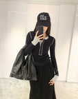 Contrast Patchwork Knit Long-Sleeve Tee