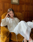 Vintage Chinese-Style Flowing Double-Layer Gauze Nine-Point Wide-Leg Culottes