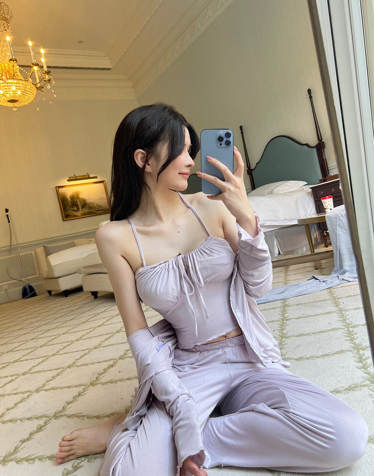 Taro Halter Cardigan Three-Piece Set