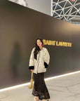 New Chinese Style Satin Embroidered Down Jacket (Without Fur Scarf)