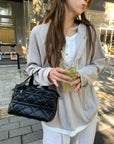 Snowflake Tencel Cotton Layered-Look Half-Placket Shirt+PANT