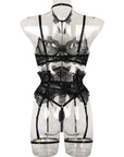 French Court-Inspired Waist-Cinching Fishbone Underwired Three-Piece Set  