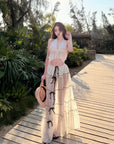Glossy Sheer 3-Piece Swimsuit & Beach Skirt Set