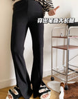Mink Fleece Straight Slacks With a Slit