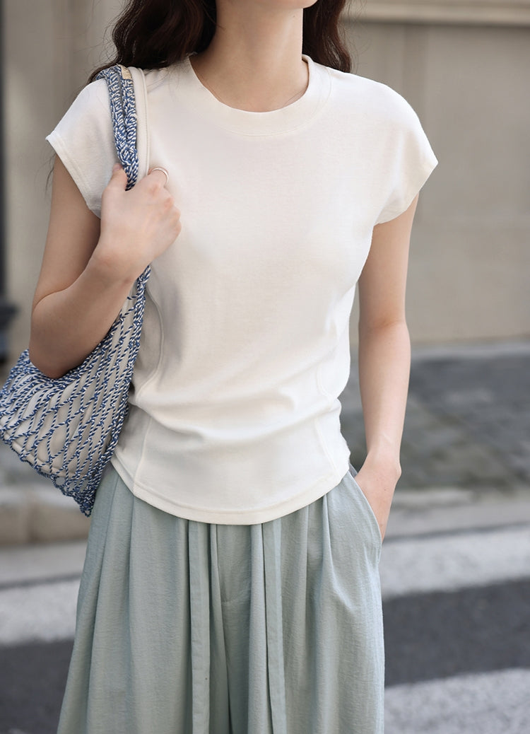 Bone-Line Slim Fit Round Neck Basic Short Sleeve Tee