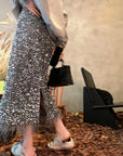 Sequin Skirt with Ostrich-Feather Trim