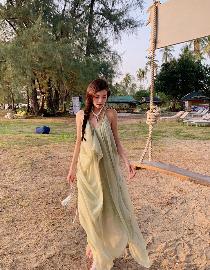 Tencel Airy Mid-Length Beach Dress