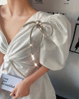 Detachable Bow Bubble Sleeve Dress