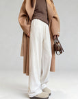Acetate Wool-Protein Fleece Curved-Leg Pants