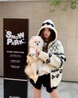 Korean OPEN YY Rose Jacquard Thick Knit Cardigan